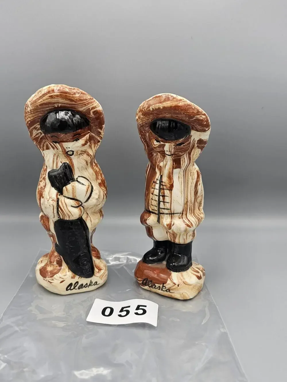 Vintage Alaska Eskimo Salt and Pepper Shakers Ceramic Figurines